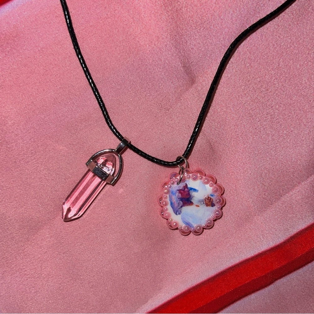Pink Crystal Pendant Necklace